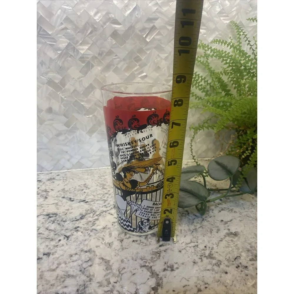 Vintage MCM Bartender‎ Bar Cocktail Shaker with Recipes Clear Glass speakeasy